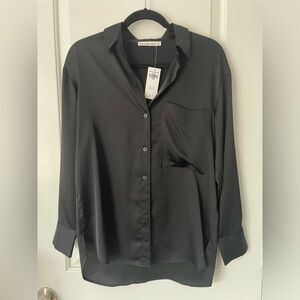 Abercrombie & Fitch. Oversized black satin button up.